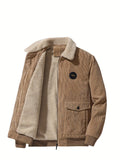 kkboxly  Warm Fleece Jackets By Activity, Men's Casual Corduroy Flap Pocket Jacket Coat For Fall Winter