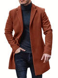 kkboxly  Plus Size Men's Solid Coat Fleece Button Up Jacket Oversized Tops For Spring/autumn, Men's Clothing