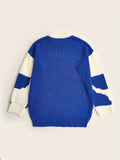 kkboxly  All Match Knitted Color Block Wave Pattern Cable Sweater, Men's Casual Warm Slightly Stretch Crew Neck Pullover Sweater For Men Fall Winter