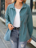 kkboxly  Plus Size Elegant Coat, Women's Plus Solid Textured Long Sleeve Lapel Collar Button Up Slight Stretch Overcoat