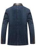 kkboxly  Elegant Button Up Denim Jacket, Casual Flap Pocket Blazer For Business Leisure Activities