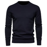 kkboxly Men's Solid Color Crew Neck Slim Fit Knit Sweater