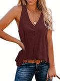 kkboxly  Solid V Neck Tank Top, Casual Sleeveless Tank Top For Summer, Women's Clothing