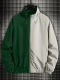 kkboxly  Color Block Lightweight Jackets By Activity, Men's Casual Stand Collar Zip Up Jacket For Spring Fall Outdoor