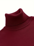 kkboxly  All Match Knitted Thermal Solid Sweater, Men's Casual Warm High Stretch Stand Collar Pullover Sweater For Fall Winter
