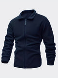 kkboxly  Warm Plush Fleece Jacket, Men's Casual Stand Collar Jacket Coat For Fall Winter