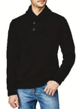 All Match Knitted Solid Retro Sweater, Men's Casual Warm High Stretch Shawl Collar Pullover Sweater For Men Fall Winter