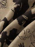 kkboxly  Men's Casual Cotton Leaf And Flower Graphic Short Sleeve Shirt, Male Clothes For Summer