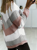 Striped Pattern Crew Neck Pullover Sweater, Casual Long Sleeve Sweater For Fall & Winter, Women's Clothing