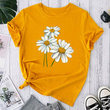kkboxly  Cute Daisy Print T-Shirt, Short Sleeve Crew Neck Casual Top For All Season, Women's Clothing