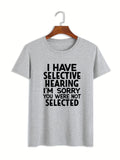 2025 kkboxly  Big and Tall Men's 'I HAVE SELECTIVE HEARING' Print T-Shirt - Oversized Casual Crewneck Tee for Summer Comfort
