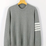kkboxly  Stripe Design, Men's Warm Trendy Knitted Sweater