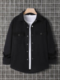 kkboxly  Men's Warm All Match Chest Pocket Jacket, Casual Button Up Lapel Coat For Fall Winter