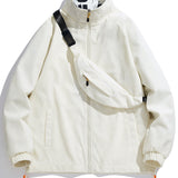 Corduroy Windbreaker Jacket, Men's Casual Street Style Stand Collar Zip Up Varsity Jackets
