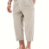 kkboxly kkboxly  Men's Casual Loose Fit Cropped Pants For Spring Summer