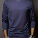 kkboxly  Men's Casual Comfy Solid Long Sleeve T-Shirt, Men's Clothes For Spring Summer Autumn, Tops For Men