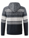 kkboxly  Men's Full Zip Up Casual Fleece Lined Hooded Cardigan, Regular Fit Knitted Sweater Jacket Coat With Pockets For Winter Fall