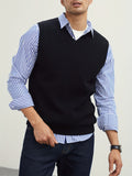 kkboxly kkboxly  Men's V Neck Sweater Vest, Pullover Solid Color Sleeveless Sweaters Vest, Preppy Style