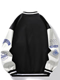 kkboxly  Men's Fashion Baseball Jackets, Casual Letter Print Streetwear Tops, Patchwork Style