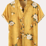 kkboxly  Men's Hawaiian Shirts Summer Floral Print Short Sleeve Button Down Shirt Tropical Holiday Beach Casual Tops