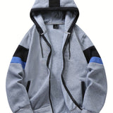 kkboxly  Color Block Men's Hooded Jacket Casual Long Sleeve Hoodies With Zipper Gym Sports Hooded Coat For Spring Fall