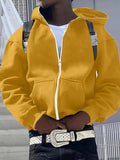 kkboxly  Solid Trendy Men's Hooded Jacket Casual Long Sleeve Hoodies With Zipper Gym Sports Hooded Coat For Winter Fall