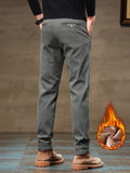 kkboxly Men's Warm Fleece Dress Pants For Fall Winter For Fall Winter