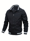 kkboxly  Men's Casual Baseball Jacket Coat Regular Fit College Hipster Windbreaker For Spring Autumn