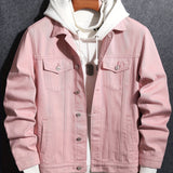kkboxly Trendy Multi Pocket Denim Jacket, Men's Casual Street Style Lapel Denim Jacket For Spring Fall