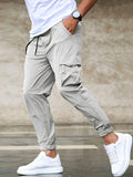 kkboxly kkboxly  Men's Drawstring Cargo Pants, Flap Pocket Loose Trendy Jogger Pants, Mens Pants