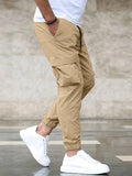 kkboxly kkboxly  Men's Drawstring Cargo Pants, Flap Pocket Loose Trendy Jogger Pants, Mens Pants