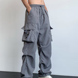 kkboxly  Loose Fit Multi Pocket Cargo Pants, Men's Casual Hip Hop Style Wide Leg Pants For Spring Summer Outdoor