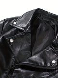 kkboxly  Men's Solid Lapel Cycling Jacket With Zipper Pocket, Casual Zip Up Jacket For Spring Fall Outdoor