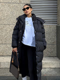 kkboxly  Long Length Hooded Parka, Casual Button Front Winter Warm Outerwear, Women's Clothing