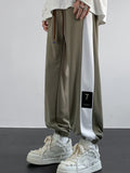 kkboxly  Chic Color Block Joggers, Men's Casual Stretch Waist Drawstring Sports Pants Sweatpants