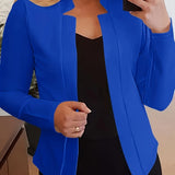 kkboxly  Solid Open Front Blazer, Elegant Long Sleeve Work Office Outerwear, Women's Clothing