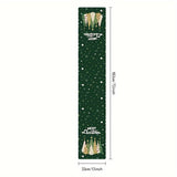 Christmas Holiday Festive Table Runner with Snowflake & Christmas Tree Design, 100% Polyester Woven Table Decoration, Santa Claus Pattern, Perfect for Seasonal Dining & Home Decor - 1PC
