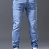 kkboxly  Men's Casual Classic Design Slim Fit  Jeans, Chic Street Style Denim Pants