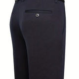 kkboxly  Classic Design Dress Pants, Men's Formal Solid Color Mid Stretch Dress Pants For Spring Summer Business