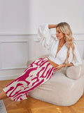 kkboxly  Abstract Print Ribbed Skirts, Casual High Waist Midi Skirts, Women's Clothing