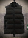 kkboxly  Men's Padded Down Vest, Sleeveless Puffer Jacket With Zip Pockets, For Winter, Sports Travel