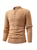 kkboxly  All Match Knitted Cable Sweater, Men's Casual Warm Slightly Stretch Crew Neck Pullover Sweater For Fall Winter