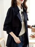 kkboxly  Double Breasted Solid Jacket, Casual Open Front Long Sleeve Outerwear, Women's Clothing