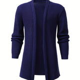 kkboxly  Elegant Slightly Stretch Knit Cardigan Coat, Men's Casual Vintage Style V Neck Sweater Cardigan For Fall Winter