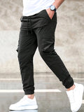 kkboxly kkboxly  Men's Drawstring Cargo Pants, Flap Pocket Loose Trendy Jogger Pants, Mens Pants
