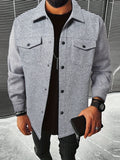kkboxly  Men's Casual Button Up Lapel Mature Jacket, Retro Elegant Coat