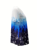 kkboxly  Gradient Print Crew Neck T-Shirt, Casual Short Sleeve Top For Spring & Summer, Women's Clothing