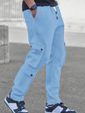kkboxly  Solid Loose Men's Cargo Style Drawstring Casual Pants With Multiple Pockets For Spring Fall Outdoor