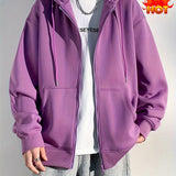 solvbao  Men's Hooded Jacket Casual Long Sleeve Hoodies With Zipper Gym Sports Hooded Coat For Spring Fall