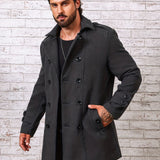 kkboxly  Plus Size Men's Solid Fleece Coat Fashion Casual Elegant Tops Button Up Jacket For Fall Winter, Men's Clothing